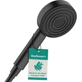 Hansgrohe Pulsify S - wassersparender Duschkopf 5,7 l/min (EcoSmart+), Handbrause mit 1 Strahlart (PowderRain), runde Duschbrause (105 mm), Sparduschkopf mit Antikalk-Funktion, Mattschwarz, 24121670