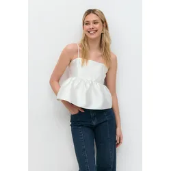 Gina Tricot - Shiny peplum top - Tops - Weiß - L - Dame - Weiß - L
