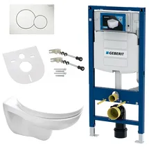 Geberit DUOFIX Komplett Set WC Hänge-WC Spülrandlos Deckel Vorwandelement Schallschutz Betätigungsplatte - Weiß