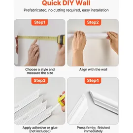 Vevor Wandform-set, 3er-pack, 78,99/80,01/60,96/90,93cm Stuckleisten aus Lackierbarem Polystyrol, Wandleiste, Zierleiste für Wände, Friesleisten ...