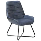 Massivmoebel24 Stuhl Echtleder 59x68x93 blau IRON LABEL #15 - 2 Jahre Gewährleistung - mind. 14 Tage Rückgaberecht - Blau