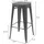 Mendler 4er-Set Barhocker  Holz-Sitzfläche Metall Industriedesign stapelbar Weiß