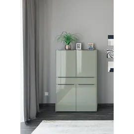 Set One by Musterring Highboard 92 x 140 x 42 cm Olivgrün matt lack / Olivgrün glanz