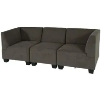 Mendler Modular 3-Sitzer Sofa Couch Lyon, Stoff/Textil ~ braun, hohe Armlehnen