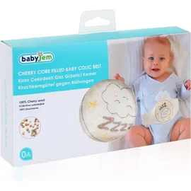Babyjem Kirschkernkissen - Größenverstellbarer Wärmekissen für Babys - Dinkelkissen ideal geeignet bei Bauchschmerzen & Blähungen - Körnerkissen aus 100% Baumwolle Weiß