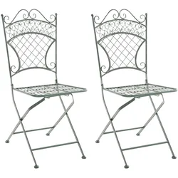 CLP 2er Set Eisen-Klappstuhl Adelar im nostalgischen Design I Klappbarer Gartenstuhl mit edlen Verzierungen I In verschiedenen Farben erhältlich