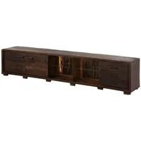 Massivmoebel24 | TV-Board Akazie 235x40x47 dunkelbraun lackiert bark #216