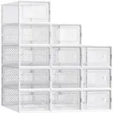 Schuhboxen 12er Set stapelbar bis Größe 43 transparent-schwarz