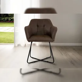 SAM Outillage Esszimmer Armlehnstuhl Wildlederoptik Metallbeine schwarz KIRIN