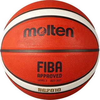 Molten BG2010 Basketball, Indoor/Outdoor, FIBA-zugelassen, Premium-Gummi, tiefer Kanal, Größe 7, Orange/Elfenbein, geeignet für Jungen ab 14 Jahren und Erwachsene