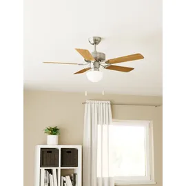 EGLO Cadiz 106,6 cm Deckenventilator nickel matt/weiß mit Licht