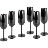 ECHTWERK Champagnerglas, Sektkelche aus Edelstahl, Unzerbrechliche Gläser, Partygläser für Hochzeit/Geburtstag/Picknick, Geschenkset, 6-tlg, 250 ml, Black-Edition