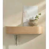 Kazai. Schlüsselbrett 'Toke' | Minimalistisches Schlüsselhaken-Design aus Berlin | Moderner Schlüsselhalter mit Ablage aus Holz | Schlüsselregal als Flur Möbel für die Wand | Eiche, weiß