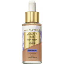 Max Factor Miracle Pure Skin Reset Foundation 2-in-1 Serum und flüssige Foundation, natürliche Deckkraft mit mattem Finish, Reset-Komplex, Fb. 60-80 Light to Medium
