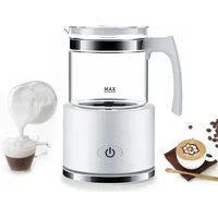 Abnehmbarer Milchaufschaeumer, 8,45 oz/250 ml, elektrischer Milchaufschaeumer und Dampfgarer mit Touch-Steuerung, 600 W, geraeuschloser Betrieb, 2-... - Weiß