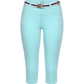 KangaROOS Caprijeans KANGAROOS "CAPRI-JEANS mit Gürtel", Damen, Gr. 32, N-Gr, grün (mint), Denim/Jeans, Obermaterial: 36% Baumwolle, 36% Viskose, 26% Polyester, 2% Elasthan, Basic, skinny fit 3/4-Länge, Jeans Caprijeans, Skinny Fit, mit Schlitz, normale Leibhöhe