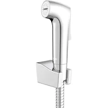 Wenko Bidet-Set Watersaving, Hygiene WC-Set mit Handbrause/Sprühkopf, Schlauch und Wandhalterung, Silber