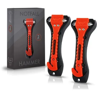 Heldenwerk® Notfallhammer fürs Auto [2er Set] - Nothammer mit Gurtschneider & gehärteten Spitzen - Notfall Hammer, Sicherheitshammer mit Gurtmesser