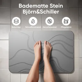 Björn&Schiller Badematte 60x39 cm Kieselgur Steinmatte Grau