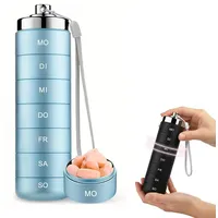 Tablettenbox 7 Tage, 2026 Neu Premium Medikamentenbox, Reise-Pillenbox Aus Metall, Fächer Wasserdichter Täglicher Pillendose Für Vitamine & Fischöl, Fitnessstudio, Erste-Hilfe-Stil 2 (Blau)