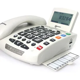 Geemarc Pack SERENTIES Schnurgebundenes Seniorentelefon Fallband-Sensor Beleuchtetes Display Weiß