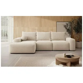 Selsey Eckcouch Chenille mit Schlaffunktion 2-Sitzer Beige
