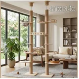 SNOEKIE Kratzbaum SNOEKIE deckenhoher Katzenkratzbaum 240–270 cm höhenverstellbar, 2,7 m deckenhoch, extra stabil inklusive Hängemulde, platzsparend beige