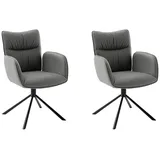4-Fußstuhl MCA FURNITURE "MARIN Esszimmerstuhl (2er Set) - Stuhl", grau (anthrazit, schwarz), B:61cm H:91cm T:66cm, Polyester, Stühle, 360 drehbar, Metall schwarz, beweglichen Rücken, belastbar 120 kg
