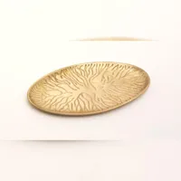 Kerzenteller Oval Baumdesign Metall Gold
