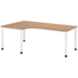 bümö Eckschreibtisch Serie-H Nussbaum / Weiß
