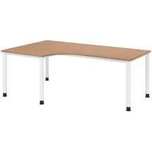 bümö Eckschreibtisch Serie-H Nussbaum / Weiß