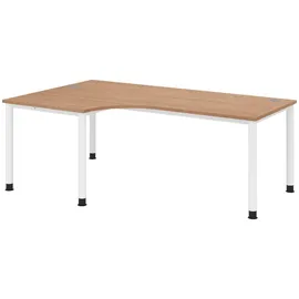 bümö Eckschreibtisch Serie-H Nussbaum / Weiß