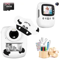 Kinderkamera, 30MP 1080P Sofortbildkamera Mit 2,4 Zoll Bildschirm, Digitalkamera Mit 32GB TF-Karte, 6 Farben Pinselstift, Dual Kamera, Geschenk für Kinder, Weiß