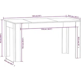 vidaXL Sonoma-Eiche 140 x 76 x 74,5 cm braun