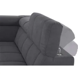 DOMO collection Ecksofa DOMO COLLECTION "BRANDON L-Form, auch in Leder", grau (dunkelgrau), B:275cm H:80cm T:228cm, Sofas, Ecksofa, inklusive Kopfteilverstellung, wahlweise mit Sitztiefenverstellung