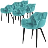 ML-Design 6er Set Petrol, Küchenstuhl mit Dickem Samtstoff