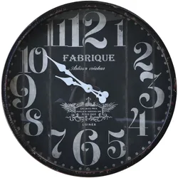 Chic Antique Antike Wanduhr Fabrique, Ø60 x H9,5cm, antik schwarz