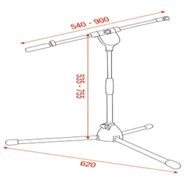 Showgear Mammoth Microphone Stand - Medium 535-755 mm