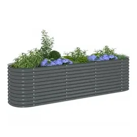 vidaXL Garten-Hochbeet verzinkter Stahl 320 x 80 x 81 cm Grau