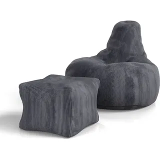 Juskys Sitzsack Chillex mit Hocker - Dunkelgrau