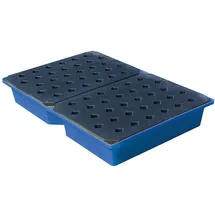 emtez Auffangwanne Polyethylen 119,5x79,5x18,5cm blau mit Rost für Kleingebinde