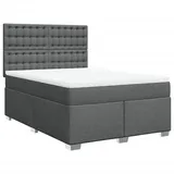 vidaXL Boxspringbett 140 x 200 cm Dunkelgrau