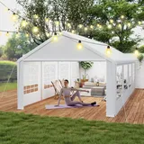 NAIZY Partyzelt 4x8 m Pavillon mit Wasserdicht Dach & Abnehmbaren Seitenwänden Gartenpavillon Stabil Winterfest Gartenzelt aus PE-Gewebe & Metall Rohr Familienzelt, Weiß