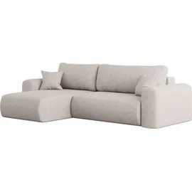 Kaiser Ecksofa mit Schlaffunktion und Stauraum für Bettzeug, L-förmiges Capri Stoff Verita Links Ecru