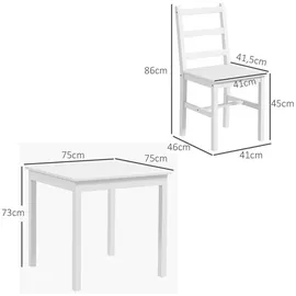 Homcom Essgruppe 3er-Set, Esstisch mit 2 Stühlen, Küchentisch-Set für 2 Personen,