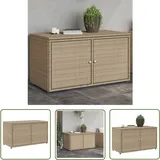 The Living Store - Gartenschrank Beige 110x55x60,5 Cm Poly Rattan - Outdoor-schrank - Gartenschrank - Stauraum - Gartenorganisation - Rattan Gartenmöbel