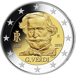 2 Euro Gedenkmünze "200. Geburtstag Giuseppe Verdi" 2013 aus Italien