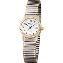 REGENT Damenarmbanduhr F889 Edelstahl Zugband goldplattiert bicolor