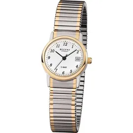 REGENT Damenarmbanduhr F889 Edelstahl Zugband goldplattiert bicolor