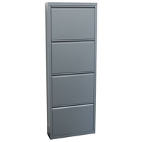 ebuy24 Schuhschrank Pisa Schuhschrank mit 4 Klappen/Türen in Metall gr grau